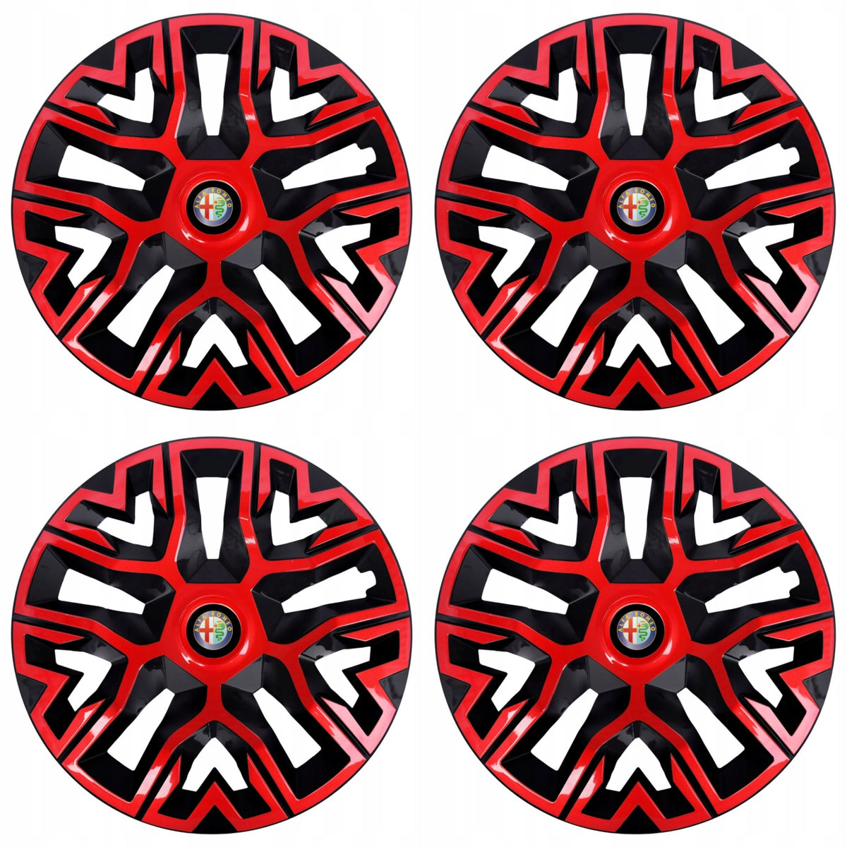 Set 4 Capace Roti 16 `` Best Rosu-Negru, Compatibile Cu Alfa Romeo