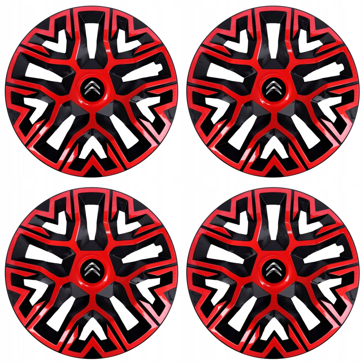Set 4 Capace Roti 16 " Best Rosu-Negru, Compatibile Cu Citroen