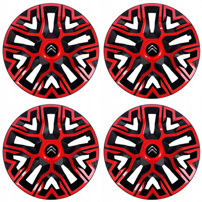 Set 4 Capace Roti 16 " Best Rosu-Negru, Compatibile Cu Citroen