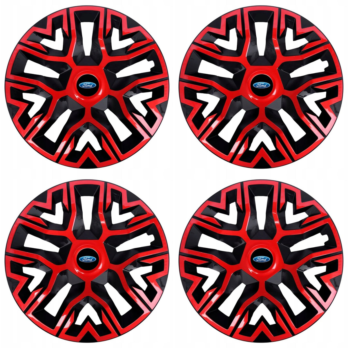 Set 4 Capace Roti 16 " Best Rosu-Negru, Compatibile Cu Ford