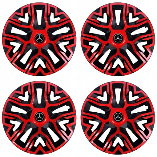 Set 4 Capace Roti 16 `` Best Rosu-Negru, Compatibile Cu Mercedes-Benz