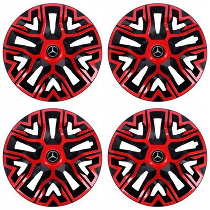 Set 4 Capace Roti 16 `` Best Rosu-Negru, Compatibile Cu Mercedes-Benz