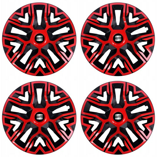 Set 4 Capace Roti 16 " Best Rosu-Negru, Compatibile Cu Seat