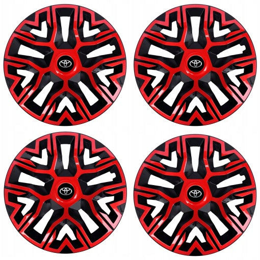 Set 4 Capace Roti 16 `` Best Rosu-Negru, Compatibile Cu Toyota