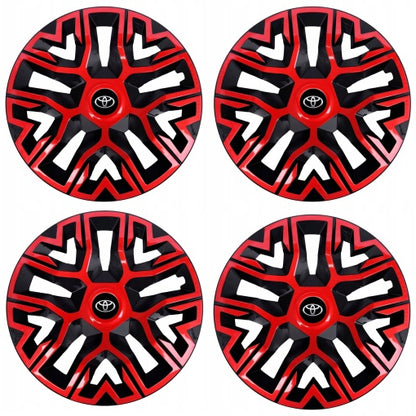 Set 4 Capace Roti 16 `` Best Rosu-Negru, Compatibile Cu Toyota