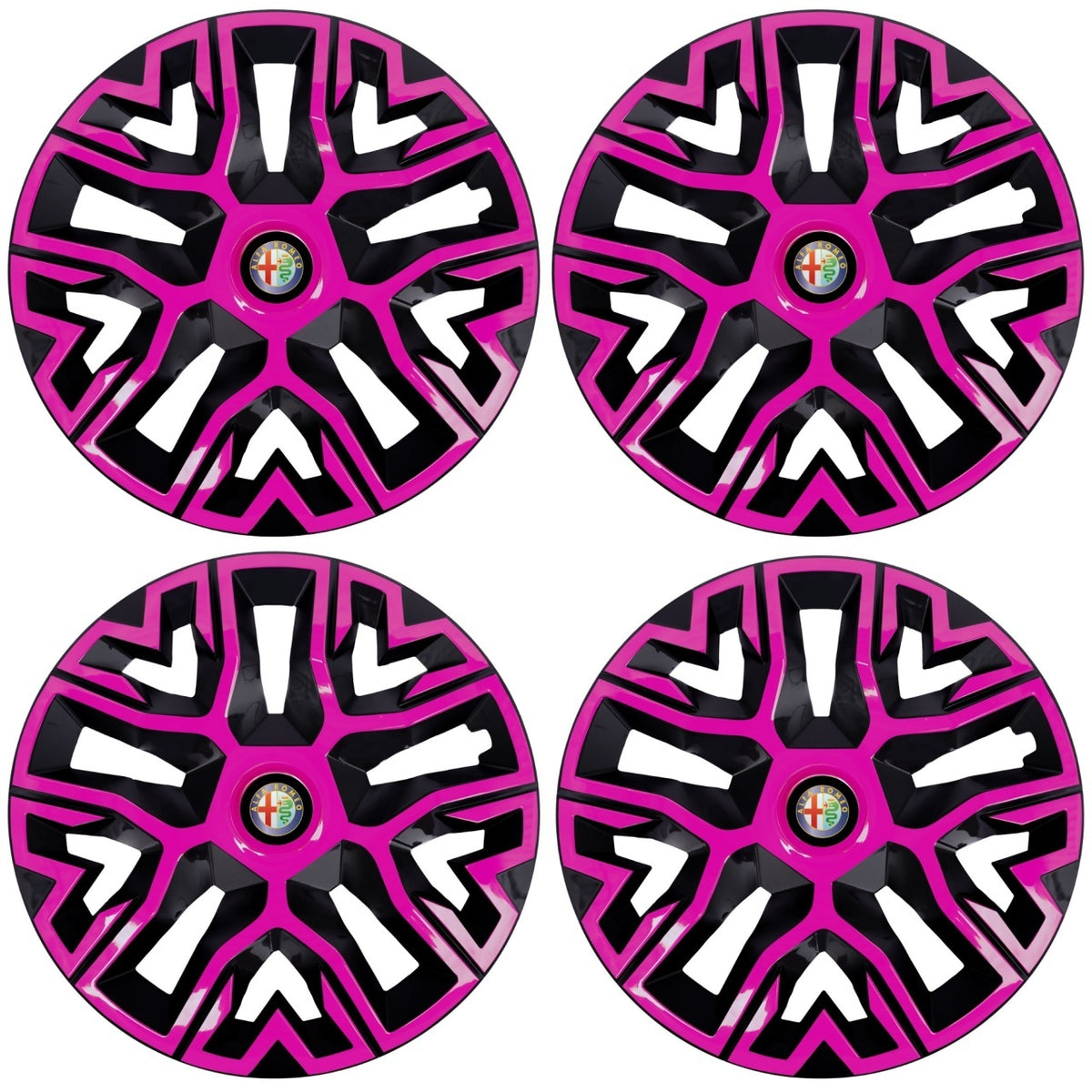 Set 4 Capace Roti 16 `` Best Roz-Negru, Compatibile Cu Alfa Romeo