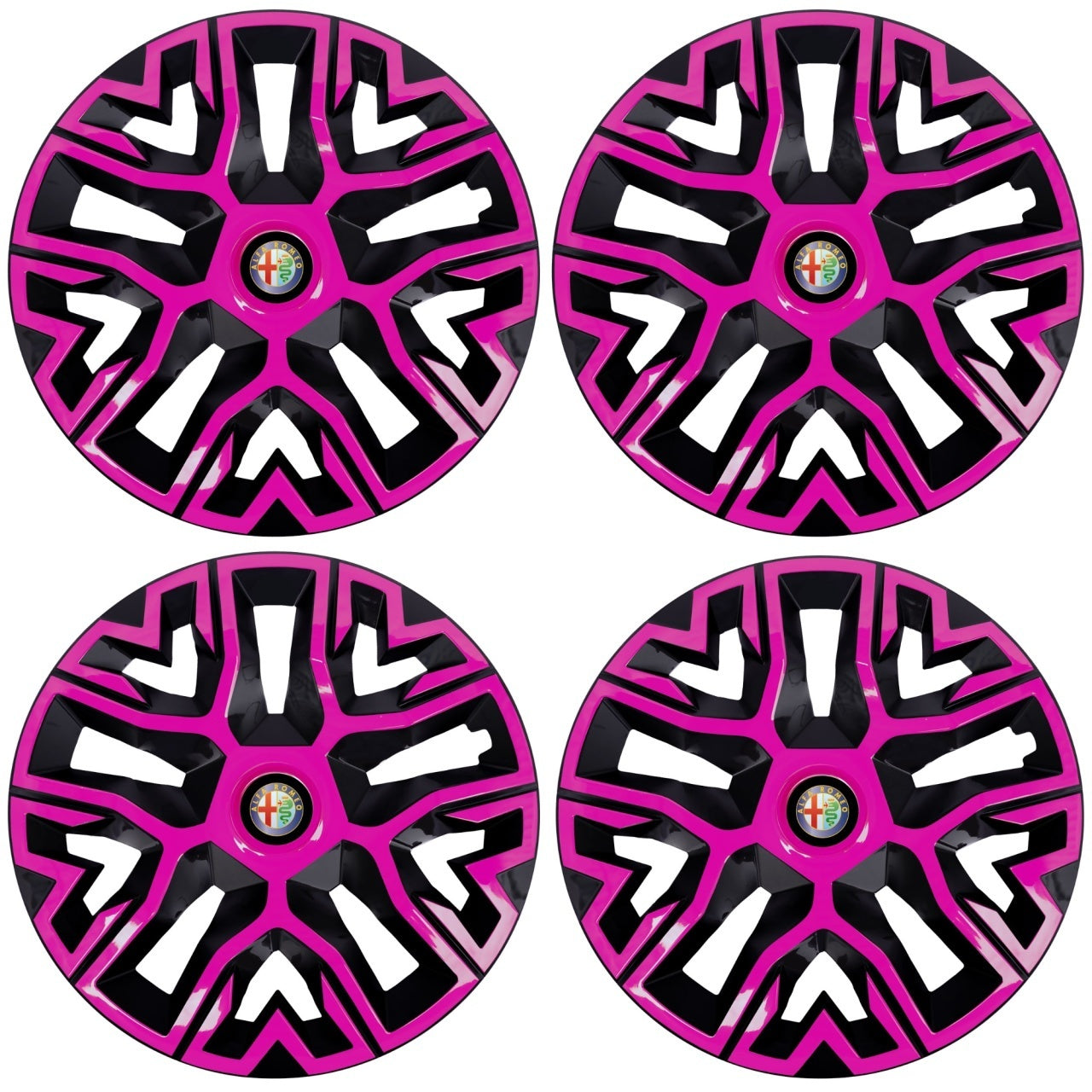 Set 4 Capace Roti 16 inchi (R16), Best Roz-Negru, Compatibile Cu Alfa Romeo
