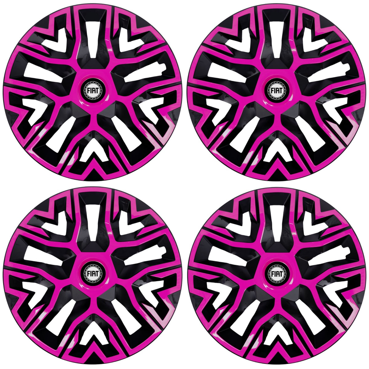 Set 4 Capace Roti 16 `` Best Roz-Negru, Compatibile Cu Fiat