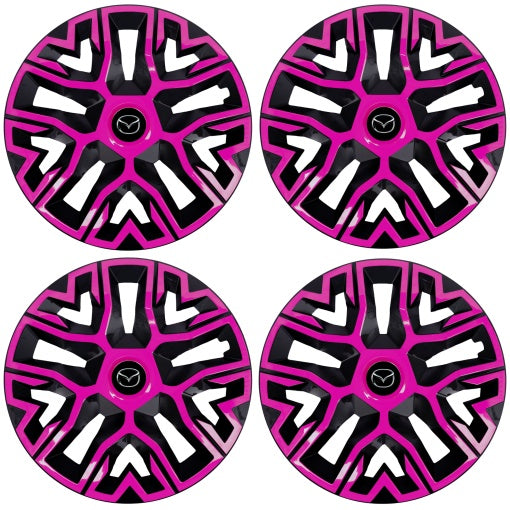 Set 4 Capace Roti 16 `` Best Roz-Negru, Compatibile Cu Mazda