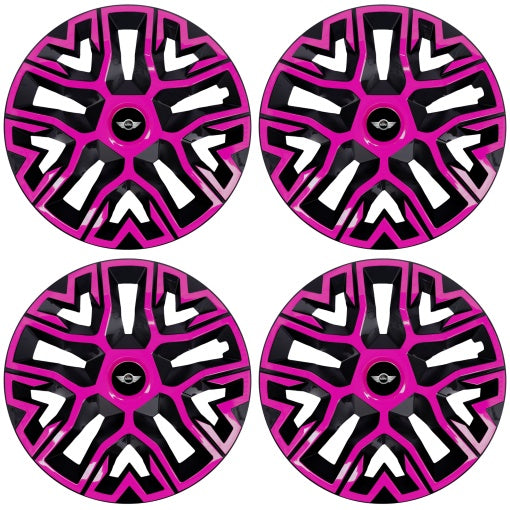 Set 4 Capace Roti 16 " Best Roz-Negru, Compatibile Cu Mini