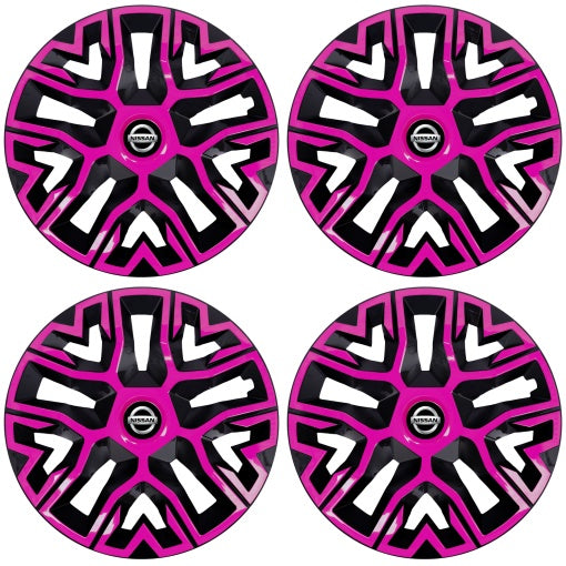 Set 4 Capace Roti 16 inchi (R16) Best Roz-Negru, Compatibile Cu Nissan
