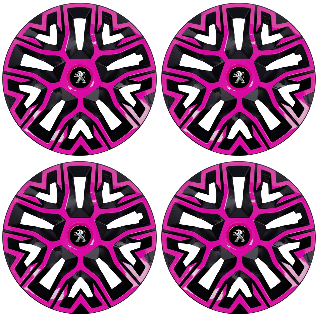 Set 4 Capace Roti 16 inchi (R16), Best Roz-Negru, Compatibile Cu Peugeot