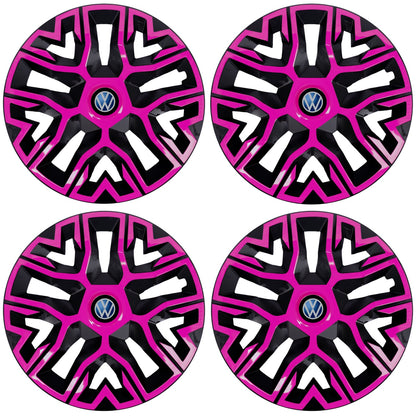 Set 4 Capace Roti 16 inchi (R16) Best Roz-Negru, Compatibile Cu Volkswagen