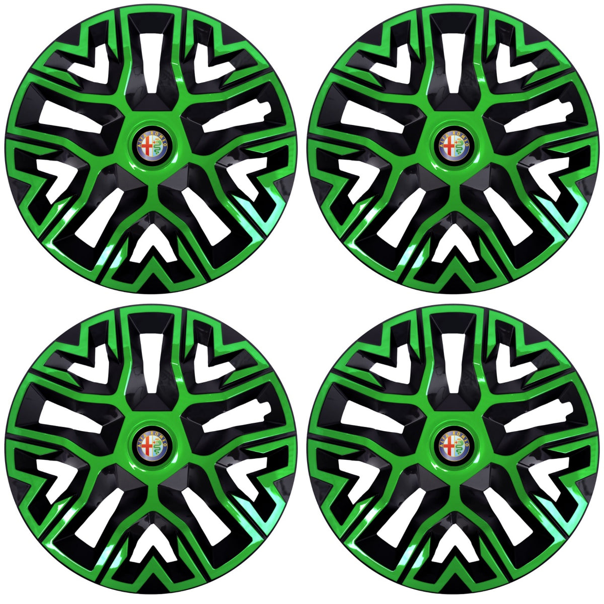 Set 4 Capace Roti 16 `` Best Verde-Negru, Compatibile Cu Alfa Romeo