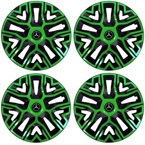 Set 4 Capace Roti 16 `` Best Verde-Negru, Compatibile Cu Mercedes-Benz