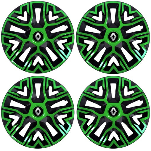 Set 4 Capace Roti 16 inchi (R16), Best Verde-Negru, Compatibile Cu Renault