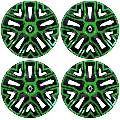 Set 4 Capace Roti 16 `` Best Verde-Negru, Compatibile Cu Renault