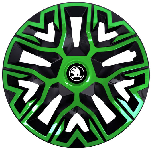 Set 4 Capace Roti 16 inchi (R16), Best Verde-Negru, Compatibile Cu Skoda Nou