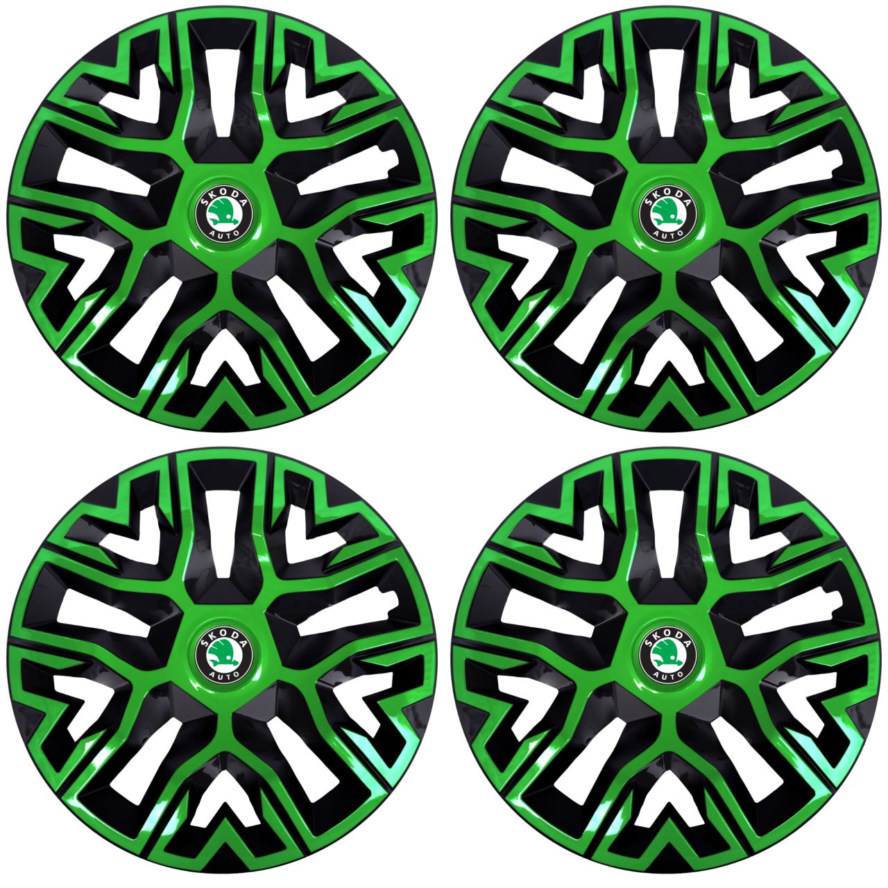 Set 4 Capace Roti 16 " Best Verde-Negru, Compatibile Cu Skoda