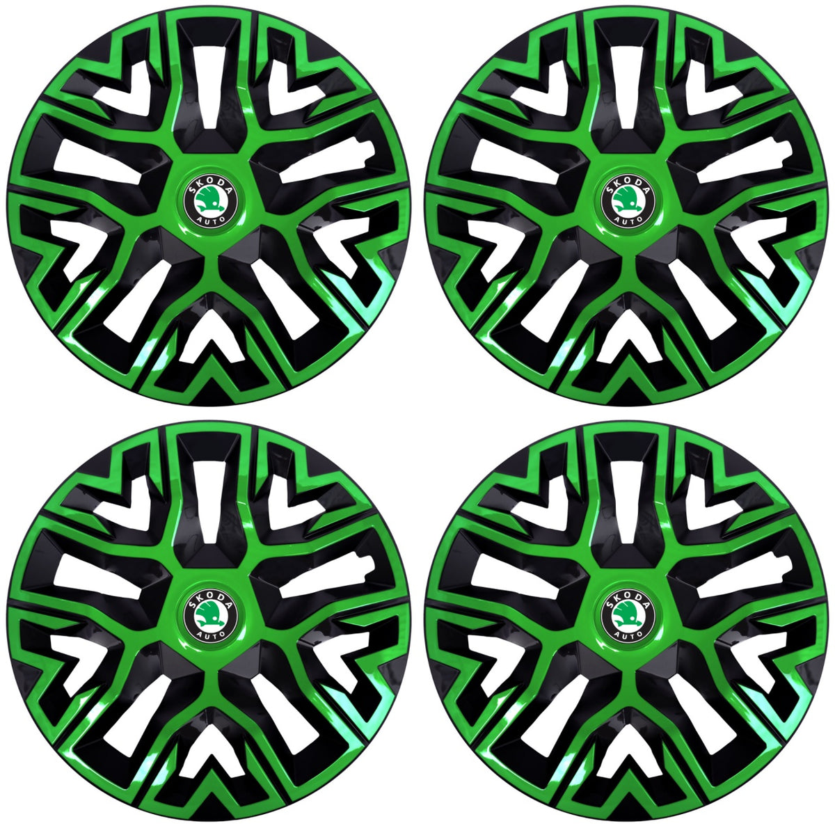 Set 4 Capace Roti 16 " Best Verde-Negru, Compatibile Cu Skoda