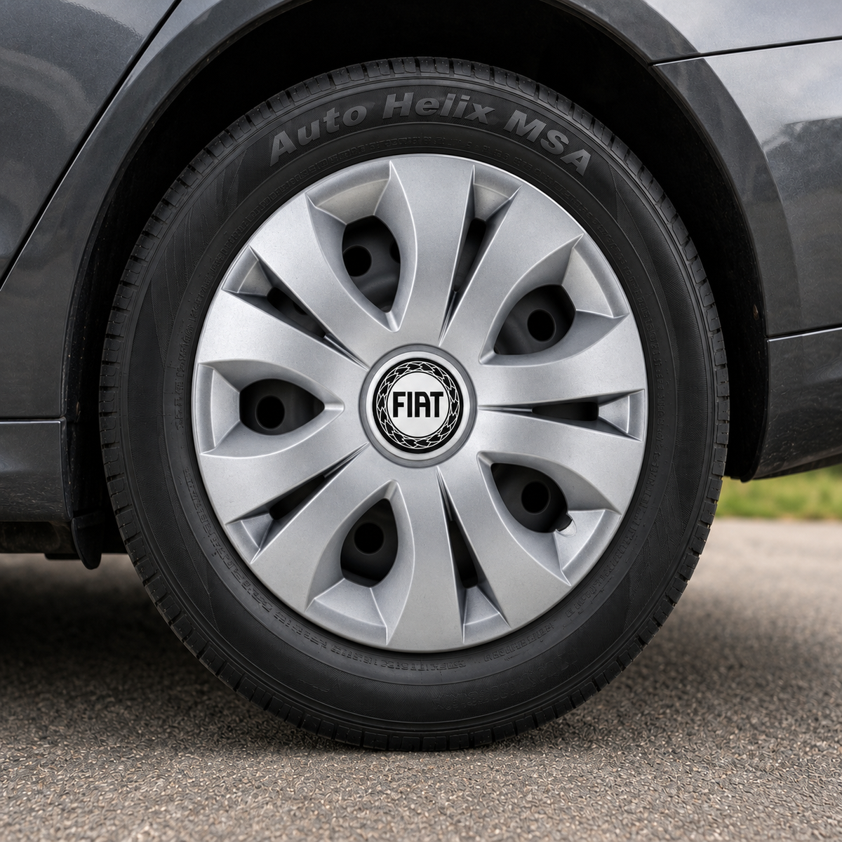 Set 4 Capace Roti 15 inchi (R15), Compatibil Cu Fiat, model Top Gri