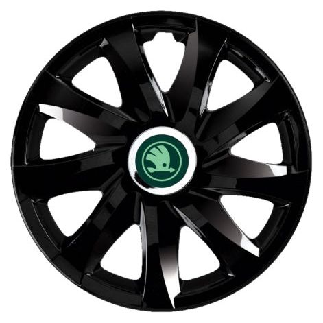4 darabos Autohelix MSA® dísztárcsa készlet, 14 colos felnikre alkalmas, Skoda Nou Verde, Drift Black modellhez