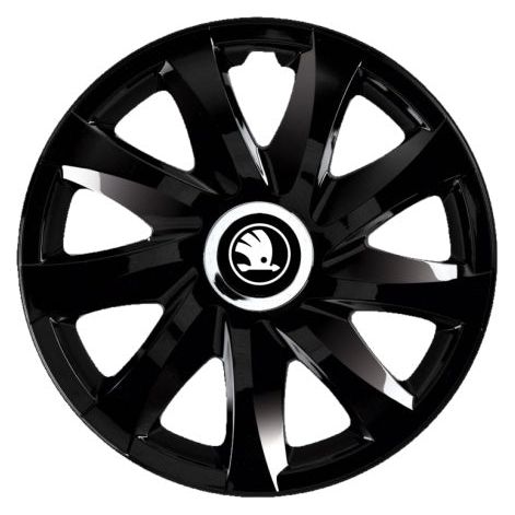 Set 4 Capace Roti Autohelix MSA® potrivite jantelor de 14 inch, pentru Skoda Nou Alb-Negru, model Drift Black