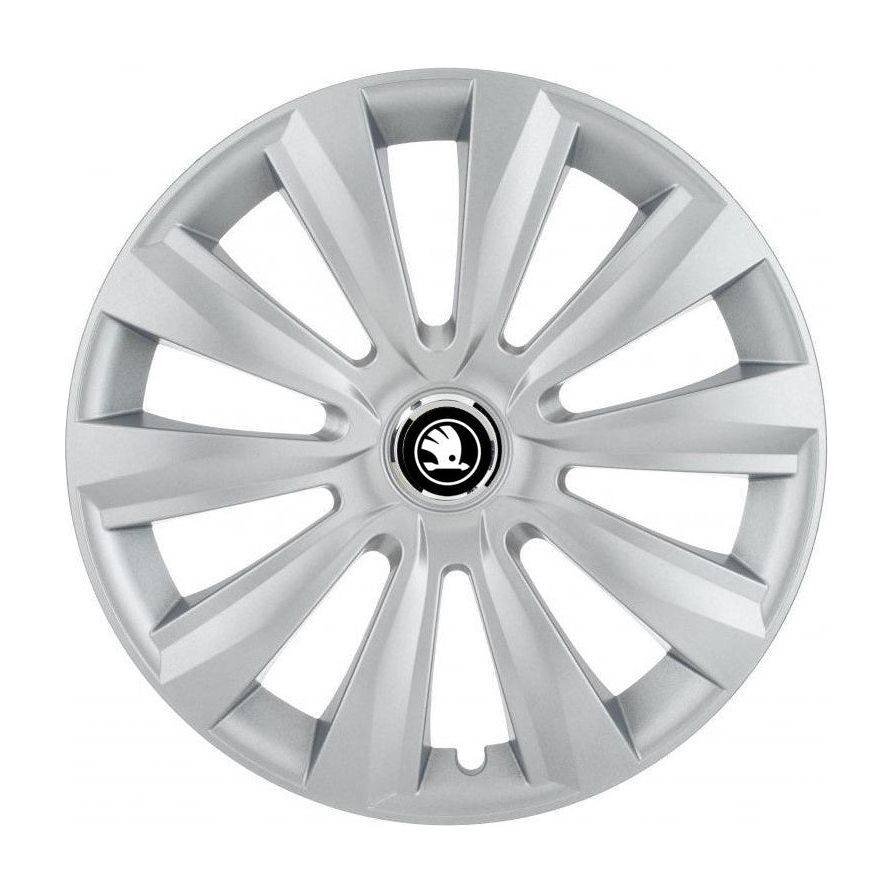 4 darabos Autohelix MSA® dísztárcsa készlet 14 colos felnikre, Skoda fehér, fekete, deltaszürke modellhez