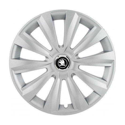 4 darabos Autohelix MSA® dísztárcsa készlet 14 colos felnikre, Skoda fehér, fekete, deltaszürke modellhez