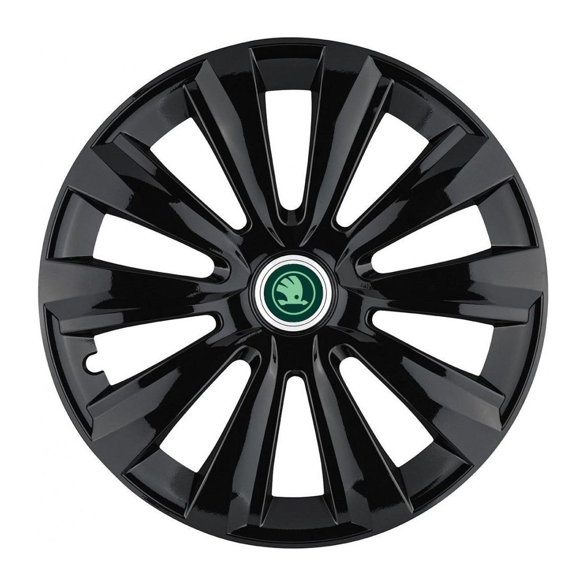 4 darabos Autohelix MSA® dísztárcsa készlet 14 colos felnikre, Skoda Verde Delta fekete modellhez