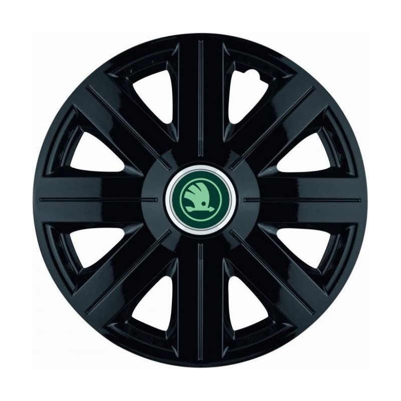 Set 4 Capace Roti Autohelix MSA® potrivite jantelor de 14 inch, pentru Skoda Verde model Cosmos Black