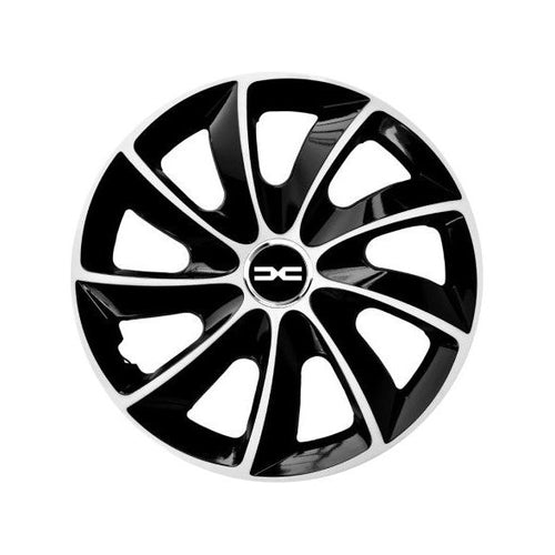 Set 4 Capace Roti 14 inch (R14) Compatibile Cu Dacia Nou, model Stig Black & White