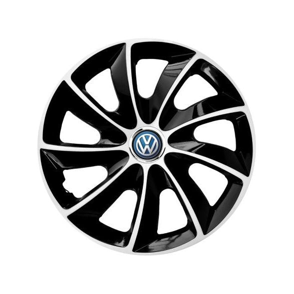 Set 4 Capace Roti 14 inch (R14) Compatibile Cu Volkswagen, model Stig Black & White