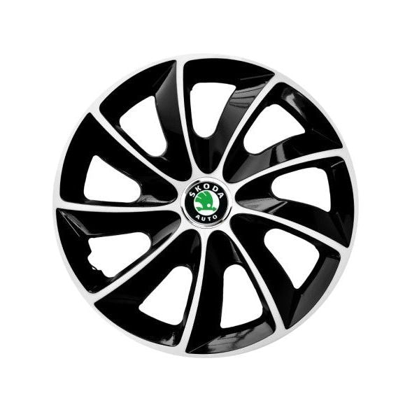 Set 4 Capace Roti 14 inch (R14) Compatibile Cu Skoda, model Stig Black & White