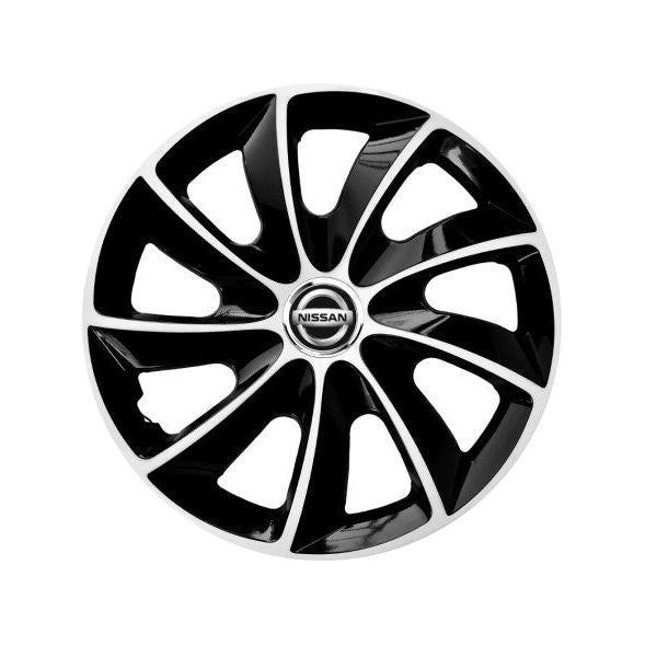 Set 4 Capace Roti 14 inch (R14) Compatibile Cu Nissan, model Stig Black & White