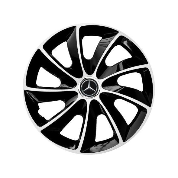 Set 4 Capace Roti 14 inch (R14) Compatibile Cu Mercedes, model Stig Black & White