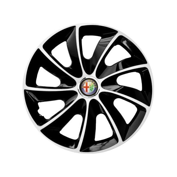 Set 4 Capace Roti 14 inch (R14) Compatibile Cu Alfa Romeo, model Stig Black & White