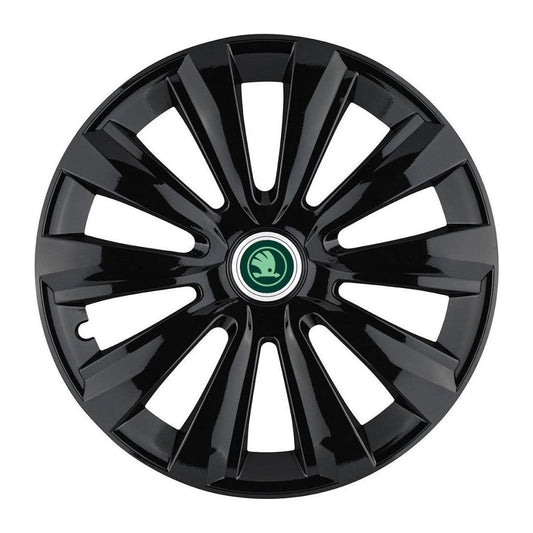 4 darabos Autohelix MSA® dísztárcsa készlet 15 colos felnikre, Skoda Verde Delta fekete modellhez