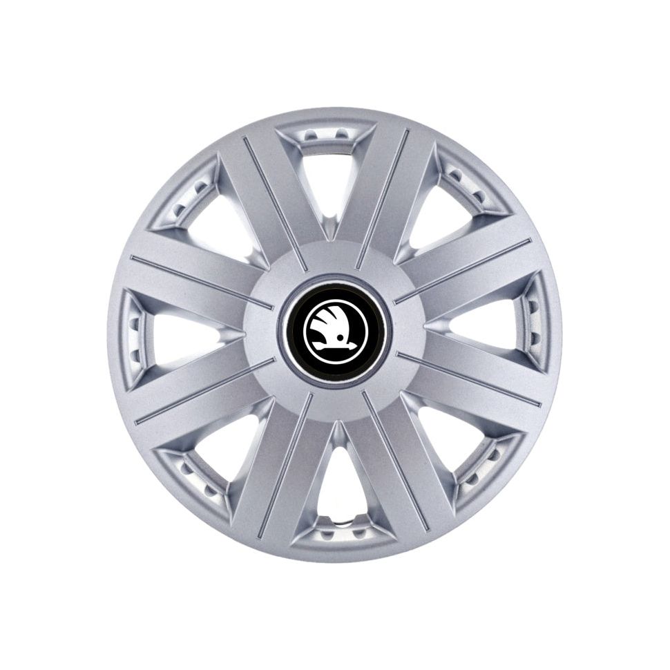Комплект 4 таса Autohelix MSA®, подходящи за 15-инчови джанти, за Skoda, черно-бял модел Cosmos Gray