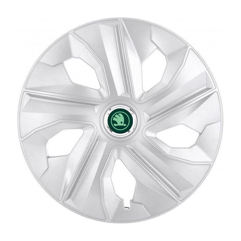 Set 4 Capace Roti potrivite jantelor de 15 inch, pentru Skoda nou verde, model Luna Crom