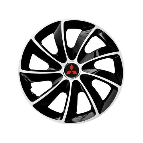 Set 4 Capace Roti potrivite jantelor de 15 inch, pentru Mitsubishi, model Stig Extra Black & White