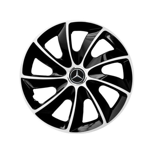 Set 4 Capace Roti potrivite jantelor de R15 inch, pentru Mercedes, model Stig Extra Black & White