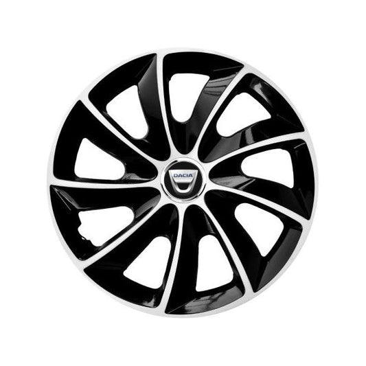 Set 4 Capace Roti potrivite jantelor de 15 inch, pentru Dacia, model Stig Extra Black & White