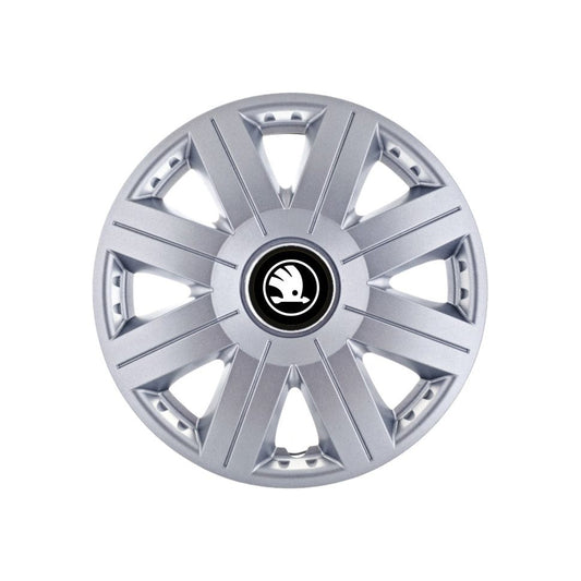 4 darabos Autohelix MSA® dísztárcsa készlet 16 colos felnikre, Skoda fehér-fekete, kozmoszszürke modellhez