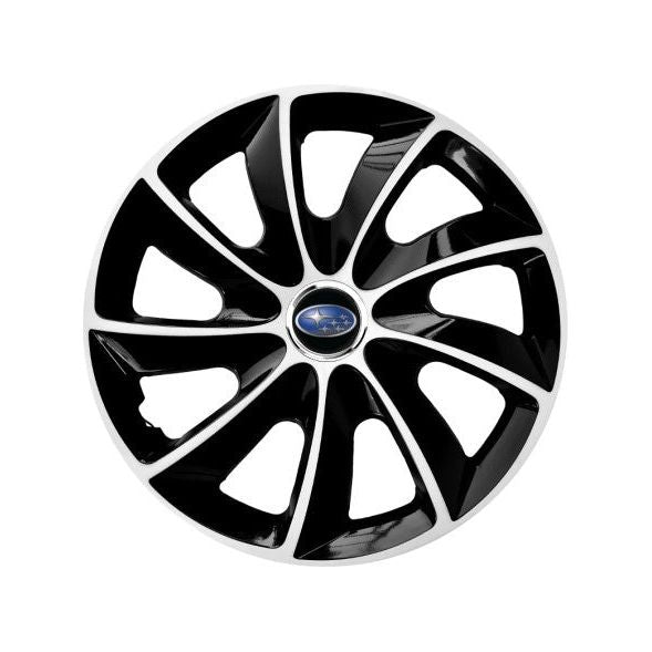 Set 4 Capace Roti potrivite jantelor de 16 inch, pentru Subaru, model Stig Extra Black & White