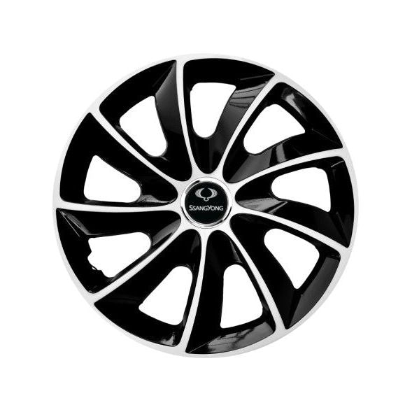 Set 4 Capace Roti potrivite jantelor de 16 inch, pentru SsangYong, model Stig Extra Black & White