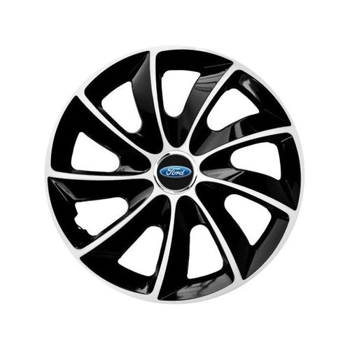 Set 4 Capace Roti potrivite jantelor de R16 inch, pentru Ford, model Stig Extra Black & White