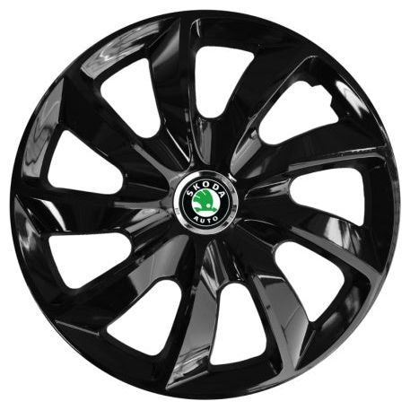 4 db-os 17 colos (R17) Stig fényes fekete kerékszett, Skoda kompatibilis