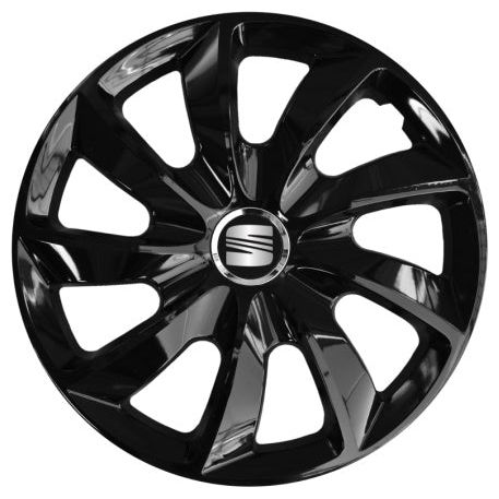 4 db-os 17 colos (R17) Stig fényes fekete kerékszett, Seat kompatibilis