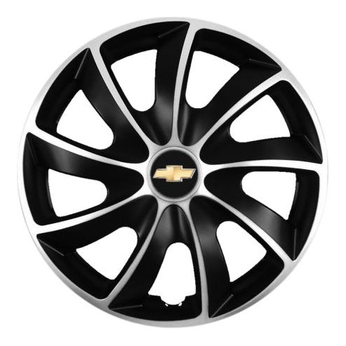 Set 4 Capace Roti Autohelix MSA® potrivite jantelor de R14 inch, pentru Chevrolet, model Quad Silver & Black